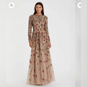 MWT Mac Duggal Sheer Tulle Dress with Beaded Accents Size 8